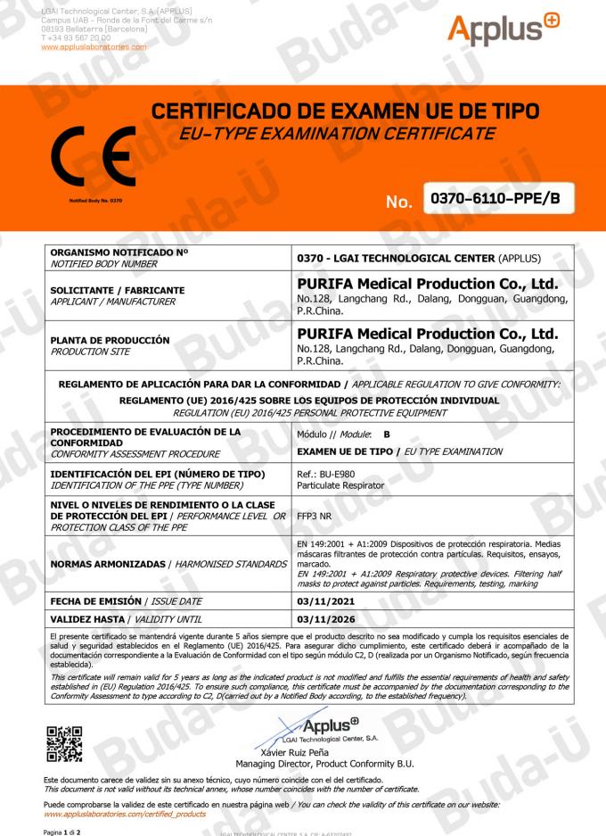 Certificato del modulo B del CE 0370 – 1of 2
