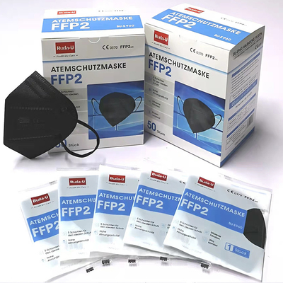 Semimaschera nera di filtraggio FFP2, maschera non tessuta del respiratore, totale 5 strati con allineare bianco di strato, CE 0370 &amp; FDA