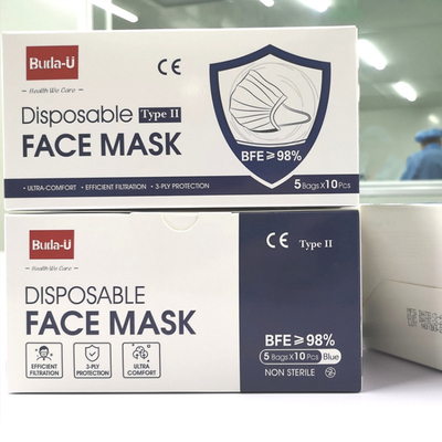 maschera di protezione medica minima 98% di 17.5x9.5cm BFE eliminabile per la farmacia ed il supermercato