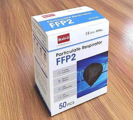Maschera di protezione nera FFP2, maschera polverizzata del respiratore FFP2, FFP2 con la maschera protettiva non tessuta di certificazione del CE