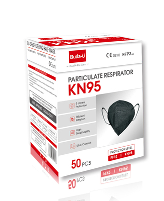 Maschera nera pieghevole del respiratore KN95, certificazione del CE di FDA della maschera protettiva del respiratore KN95