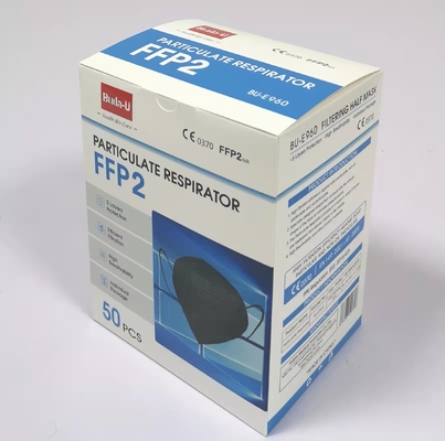 Maschera di protezione protettiva FFP2 con CE 0370, maschera di polvere FFP2 con la buona scatola di imballaggio, colore nero, 50pcs/scatola