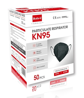 Maschera di protezione nera non tessuta KN95, maschera del respiratore KN95, livello di protezione a KN95