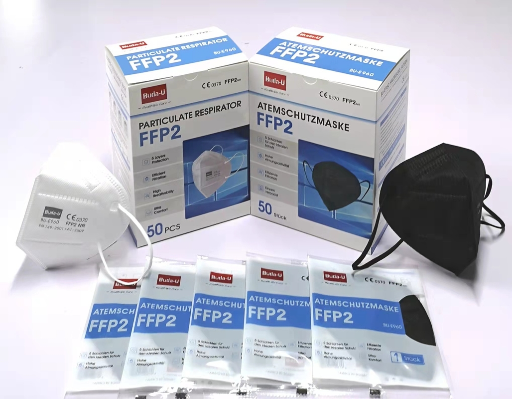 Semimaschera di filtraggio della particella FFP2, maschera del respiratore FFP2, certificazione del CE 0370, disponibile bianco nero