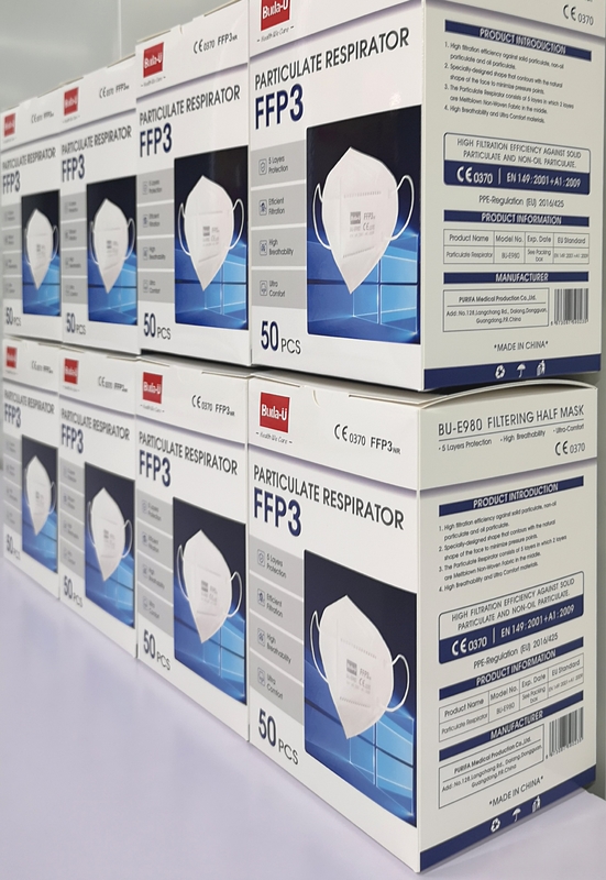 5 l'en 149, u.c.e. della maschera di protezione della polvere di strato FFP3 ha approvato FFP3 le maschere 50pcs/Box