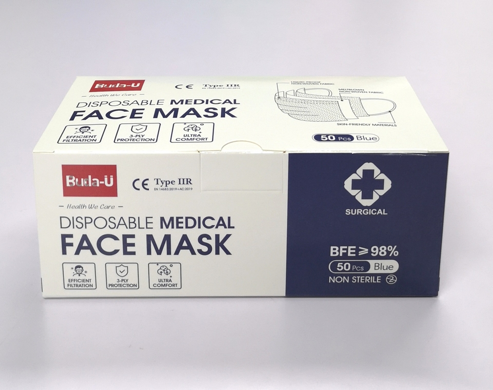 Tipo maschera di protezione chirurgica eliminabile di IIR per la maschera di protezione dell'ospedale 3PLY, en 14683: 2019+AC: 2019